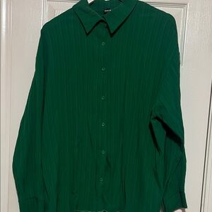 SHEIN Deep Green Casual Button Down Shirt